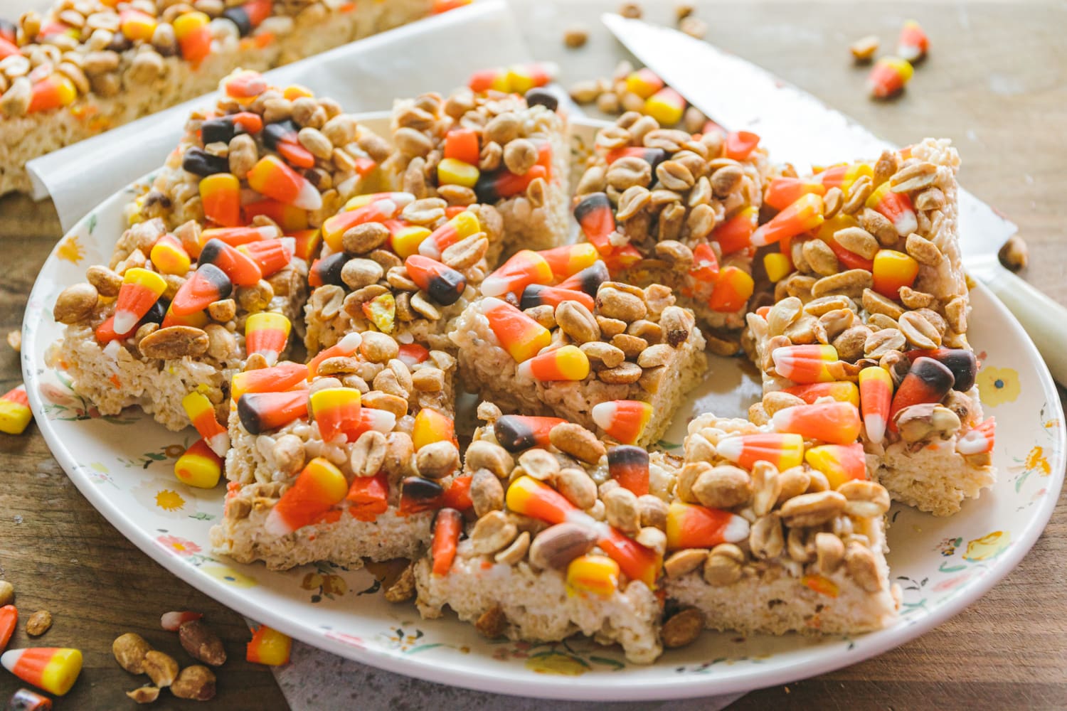 Candy Corn and Salted Peanut Rice Krispie Treats